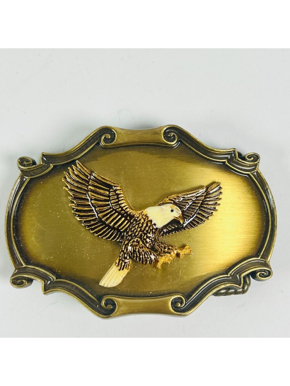 Vintage 1978 Raintree Raised Eagle Logo Belt Buckle Americana